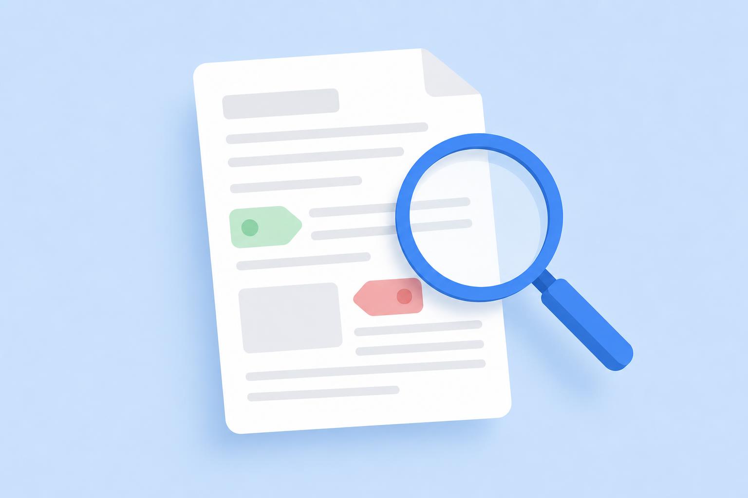 Illustration of a medical bill being reviewed with a magnifying glass
